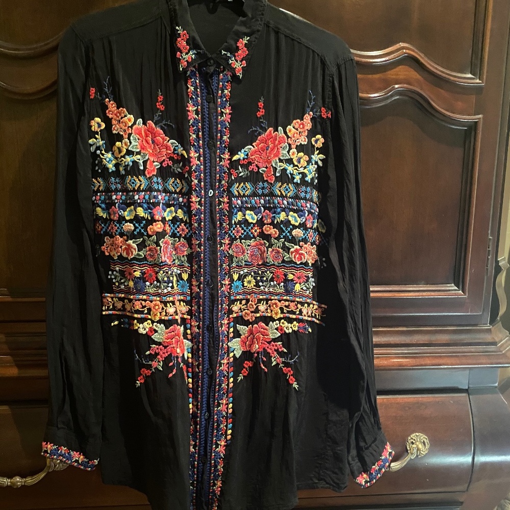 Johnny Was Silk Top Blouse